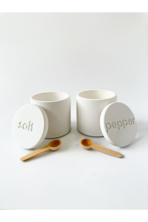 White Concrete Spice and Pepper Shaker Set - Stylish Kitchen Accessory SA-BHR01 - Studio Ays