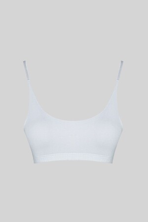 White Cotton Adjustable Thin Straps Women's Exercise Bustier - Hnx