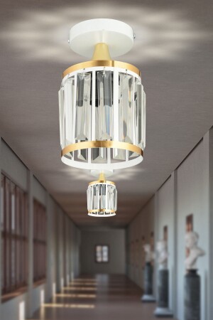 White Crystal Stone Single Placemat with Yellow Stripe Cylinder Luxury Chandelier TYC00829567263 - Kraliçe