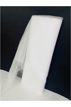 White Decoration Tulle - Bohça Dowry Bride Groom Promise Engagement Wedding Convoy Door Suitcase Gift Ornament - 100x300cm - Zeymerade