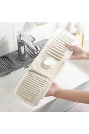 White Dish Sponge Bathroom Sink Counter Protector Silicone Faucet Mat Waterproof Anti-Slip - Mutfakevi