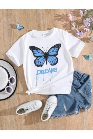 White Dreams Butterfly Printed Children's T-Shirt - Morning Kids