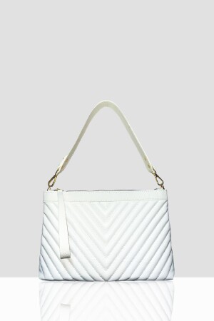 WHITE EMBROIDERED Faux Leather PORTFOLIO AND SHOULDER BAG - Farbag