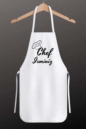 White Fabric Personalized Chef Printed Kitchen Apron FEMO1000 - Florence Event