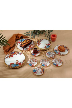 White Flower Pattern 24 Pieces Without Handle Flower 24 Pieces Without Handle - GÜRCÜGLASS
