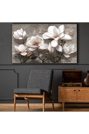 White Flowers Modern Decorative Canvas Painting moderncicek3 - Genel Markalar