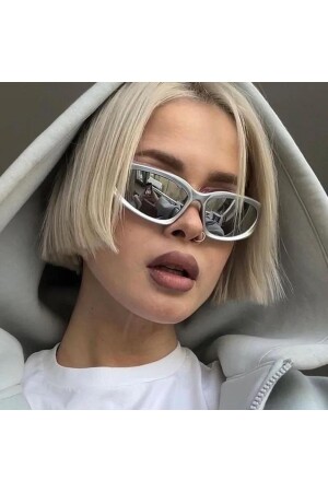 White Framed Mirrored Glass Retro Sunglasses KGZ853 - Köstebek