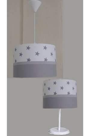 White Gray Starry Children's Room, Teenager and Baby Room, Boy Girl Chandelier and Lampshade Set. 5030 - ONAY AVİZE