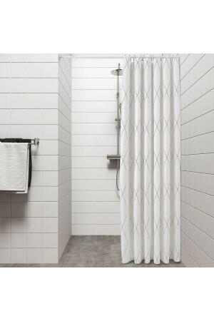 White-Grey-Beige Shower Curtain - Ikea