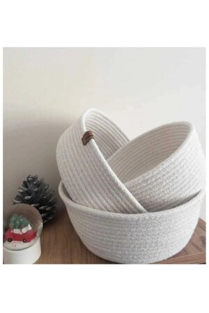 White Handmade 3-Piece Set Basket Home Accessory Kitchen And Bathroom Decor - Rvk