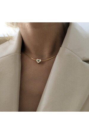 White Heart Necklace with Eye Pattern - Ok Roses