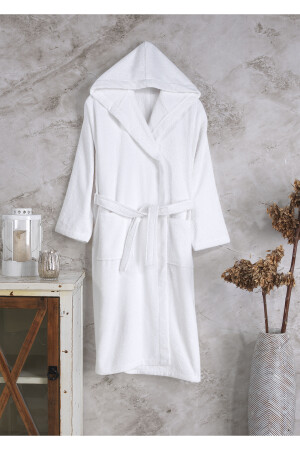 White Hooded Fitted Bathrobe Eşmnbyk2020 - ESMEN