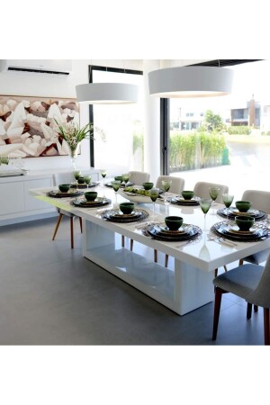White Lacquer Dining Table Without Luxury Chairs 240x100 Height 77 Cm - Luxury Villa