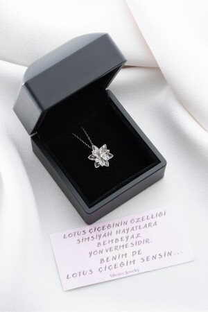 White Lotus Flower Necklace in 925 Sterling Silver Light Box - Silvano Jewelry