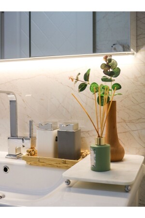 White Marble Stand 28 Cm Bathroom Organizer Decor YUG454 - Gemboss