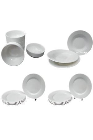 White Melamine Tea Soup-boat-pit-serving Plate Dinner Set 30 Pieces 869300339681 - Ermiya