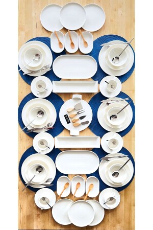 White Modern 114 Parça 12 Kişilik Porselen Yemek Ve Kahvaltı Takımı 0000TR4785 - CASA DE BELLA