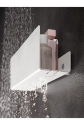 White Modern, Aesthetic And Minimalist Design Metal Shower Shelf, Modern Metal Shower Shelf HDA46 - Hobi Demir Sanat