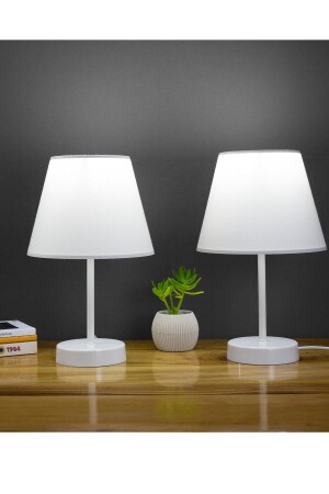 White Modern Double Bedroom Lampshade White Stand Table Lamp - Vivido Abajur