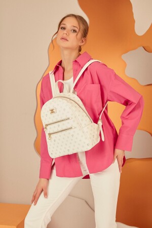 White Monogram Women's Backpack 05PO22Y1577 - Pierre Cardin