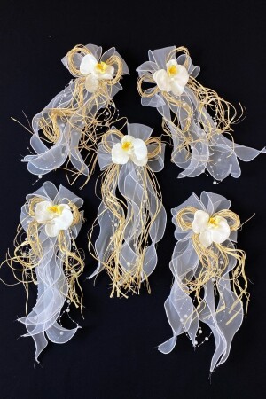 White Orchid Bundle Ornament - Bride Groom Dowry Wedding Wedding Engagement Convoy Circumcision Henna Ornament 5 Pieces - Zeymerade