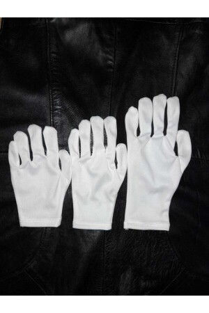 White Pantomime Children's Gloves (IT IS FROM THE FABRIC OF THE MARING GLOVES GIVEN TO THE MILITARY) 7-8 Years Old - Toprak Eldiven