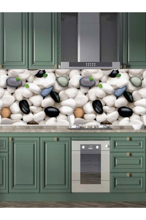 White Pebble Stone Kitchen Countertop Tiles Table Covering Adhesive Foil 1 Meter - Özasya Avm