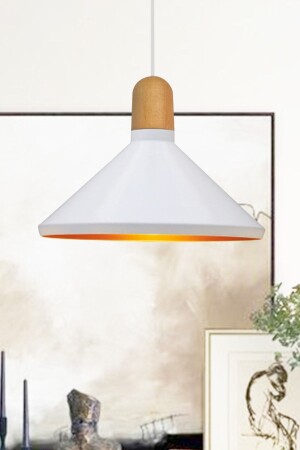 White Pendant Chandelier Single with Wooden Head Modern Decorative Pendant Lamp Restaurant Kitchen BMM2064CA - Bamyum