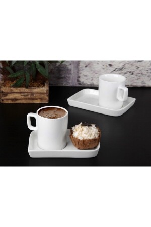 White Porcelain Set of 2 Presentation Coffee Cups G1940-2LI - Mabeyn