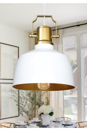 White Retro Pendant Lamp with Gold Inner Surface Ayd-3656 AYD-3656 - HOMİNG