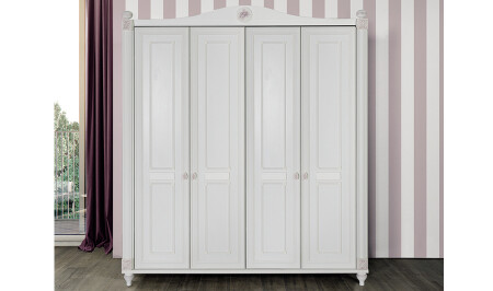 White Romantic 4-Door Wardrobe - Cadde Yıldız