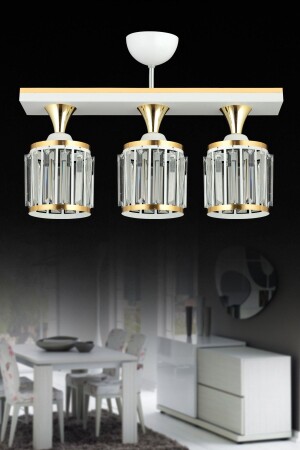 White Row Crystal Stone 3-Plafone Gelb gestreifter zylindrischer Luxus-Kronleuchter TYC00829673666 - Kraliçe