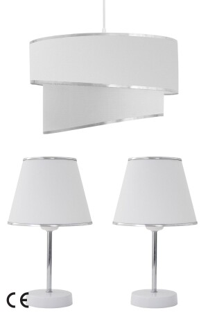 White Silver Julien Triple Lampshade and Chandelier Set - Vivido Abajur