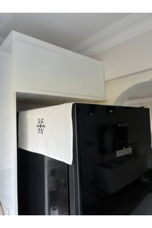 White Snowflake Embroidered Refrigerator and Freezer Cover - Hanles