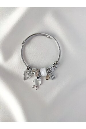 White Steel Bracelet with Charm and Fish - Evora