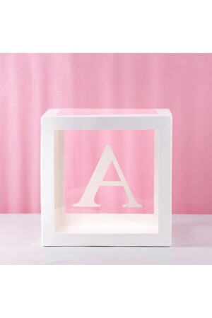 White Transparent Balloon Box with Letter A 25x25 Cm - Parti Pera