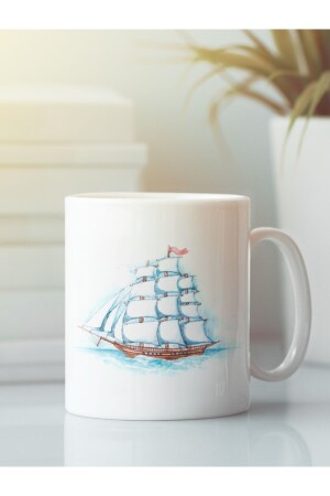 White Trophy Glass Sea Anchor Blue Sailboat ARC137 - HRS