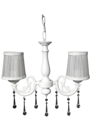 White Wooden Body 2 Piece Drop Stone Chandelier Ideal for Children's Room Bedroom Living Room 75269865410 - TEKAY AYDINLATMA