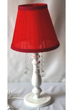 White Wooden Leg Red Head Bedroom Stone Lampshade 595212021 - TEKAY AYDINLATMA