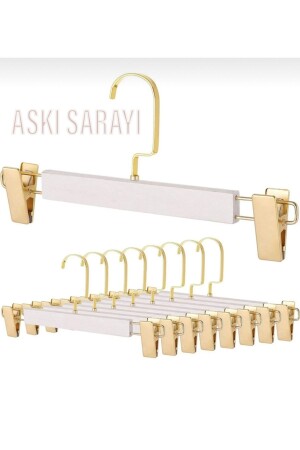 White Wooden Trousers and Skirt Hangers with Gold American Hooks 12 Pieces Special Series -hanger Palace - - Menofis