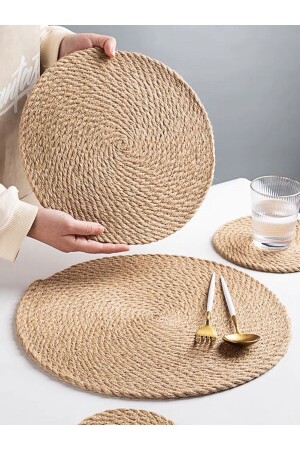 Wicker 36cm Large Size Placemat Plate Knitted Bamboo - Vivien Home