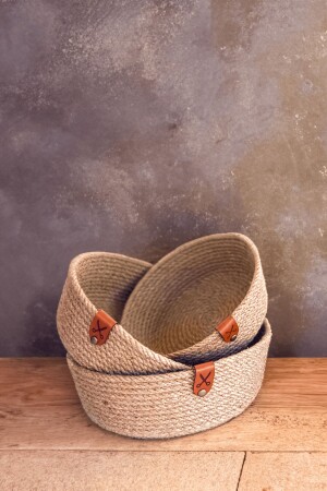 Wicker Basket Set 3 Pieces - Premium 100% Natural Real Jute Organizer Basket Set - Decorative Organizer - Homever