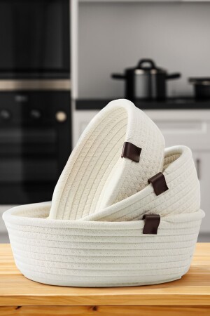 Wicker Basket Set - Handmade White Basket - 3 Piece Organizer - Multi-Purpose Bathroom Kitchen Organizer - Homever