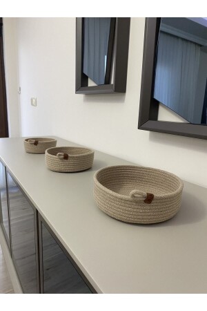 Wicker Basket Set - Multi-Purpose Organizer Set of 3 - Handmade Bathroom and Kitchen Organizer - Tzr Group