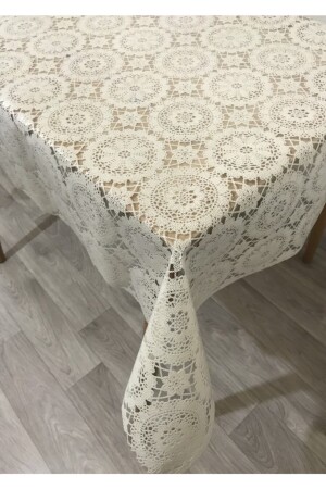 Wicker Easy to Clean PVC Transparent Coated Luxury Oilcloth Tablecloth Cream - Yıldızhome