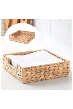 Wicker Knitted Square Napkin Holder 19x19 Cm Natural ELZ3231 - ELZEY HOME