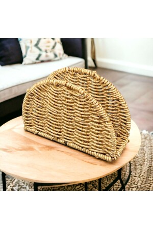 Wicker Rattan Napkin Holder Storage Box Organizer Round - Yzhome