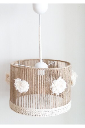 Wicker Rope Wrap, Pompom And Ribbon Detailed Living Room Young Room Baby Kids Room Design Pendant Lamp Chandelier 236VZ - C&A