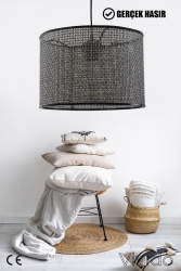 Wicker Siyah-Beyaz Hasır Sarkıt Avize ABS-6000KK - Vivido Abajur
