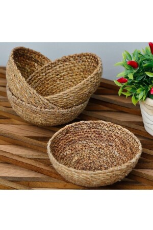 Wicker Snack Bowl Presentation Plate Wicker Organizer 3 Piece - Genel Markalar